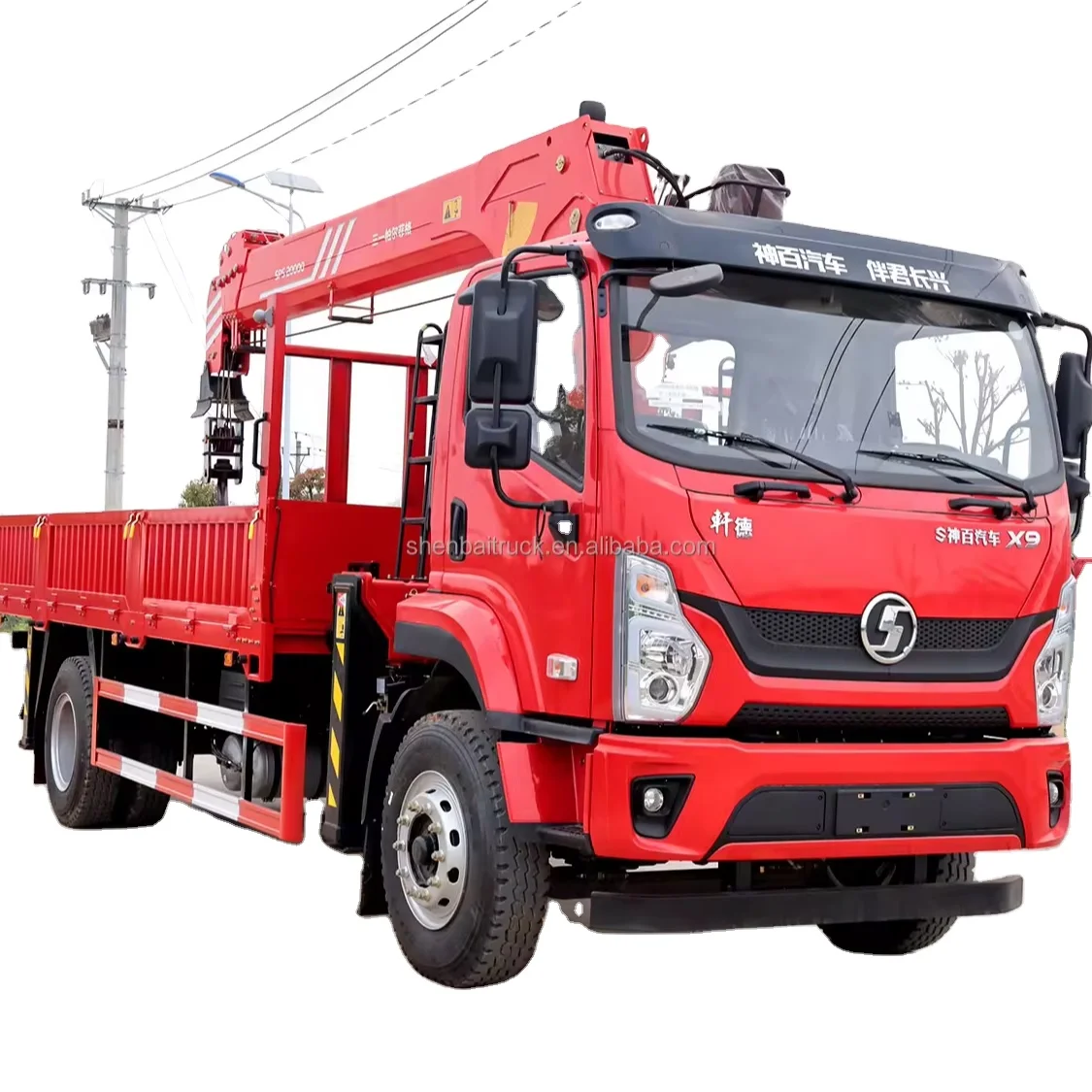 Wholesale Chinese brand Shacman 4x2 Light Truck with Crane Palfinger 7Ton 8Ton 10Ton Hydraulic Straight Boom Crane