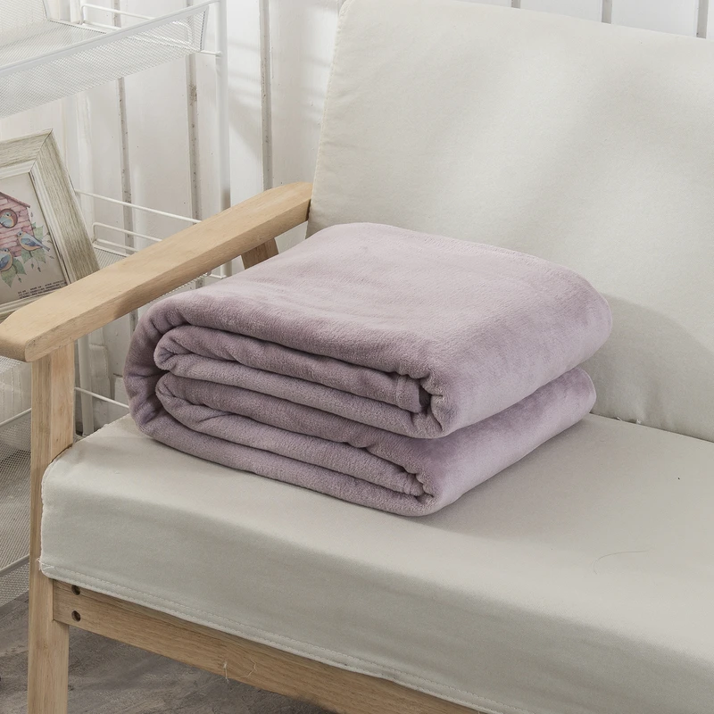 Wholesale Pink Solid Color Hometextile Throw Microfiber Flannel Blanket