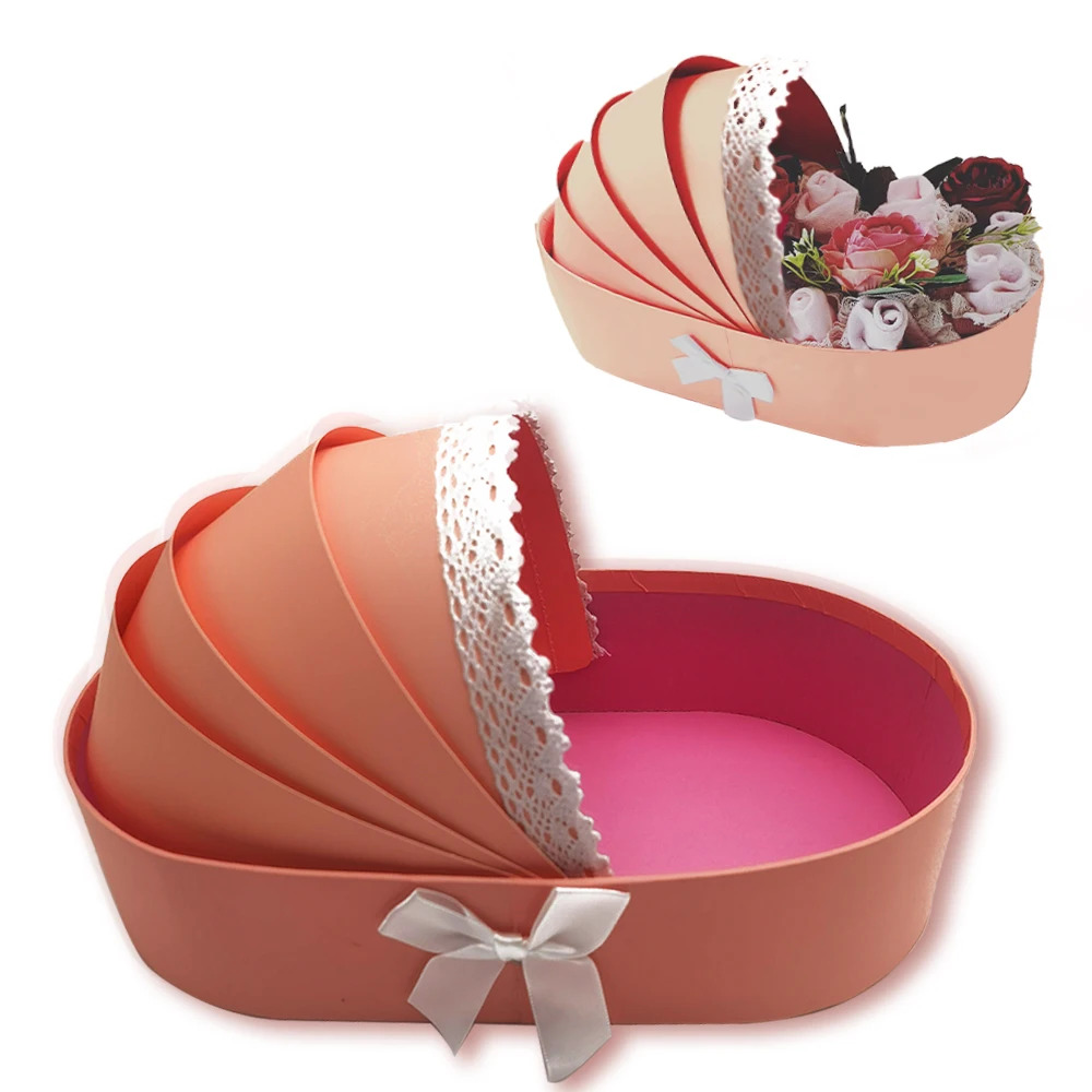 Flower Floral Sweet Strawberry Arrangement Gift Box BABY Shower Bed Crib Cot Shape Cardboard Basket