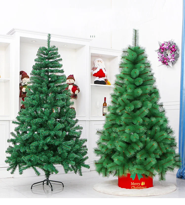 Wholesale PVC PINE Christmas Tree Large Green Rustic Artificial Christmas Tree Decoration Environmentally Friendly Metal Base