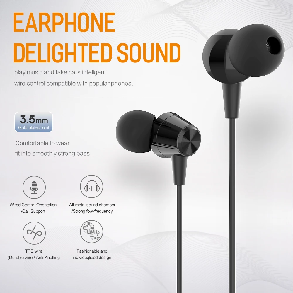  Jellico X4A 3.5mm In-Ear Flat Head Design Wire Control Stereo