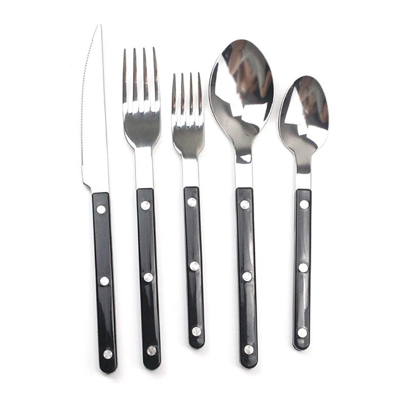 Wholesale Stainless Steel Spoon Fork Knife Wedding Restaurant Cutlery Sets Silverware Flatware Set With Plastic handle