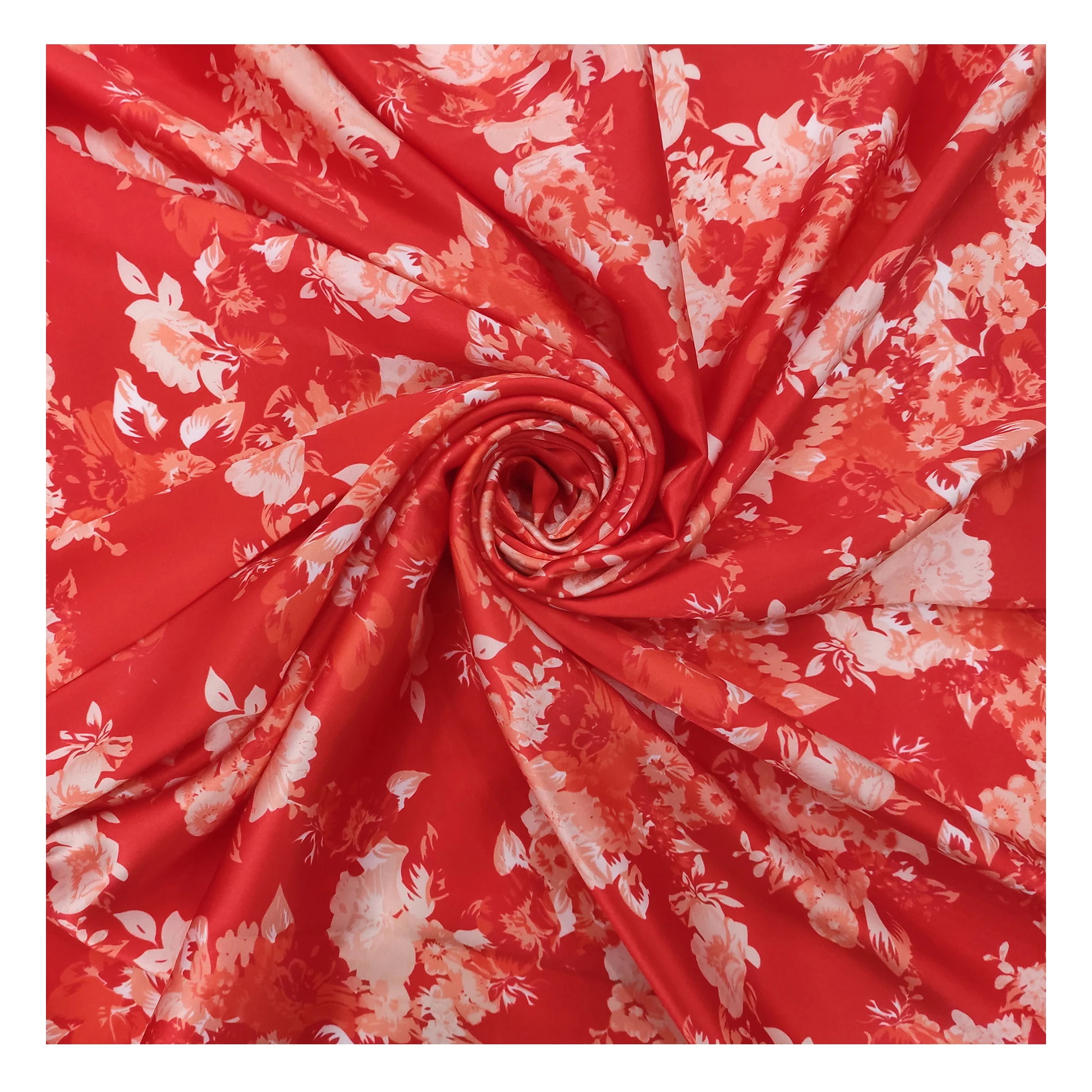 Оптовая продажа 100% шарф mikado шелковая ткань с цветочным рисунком для одежды