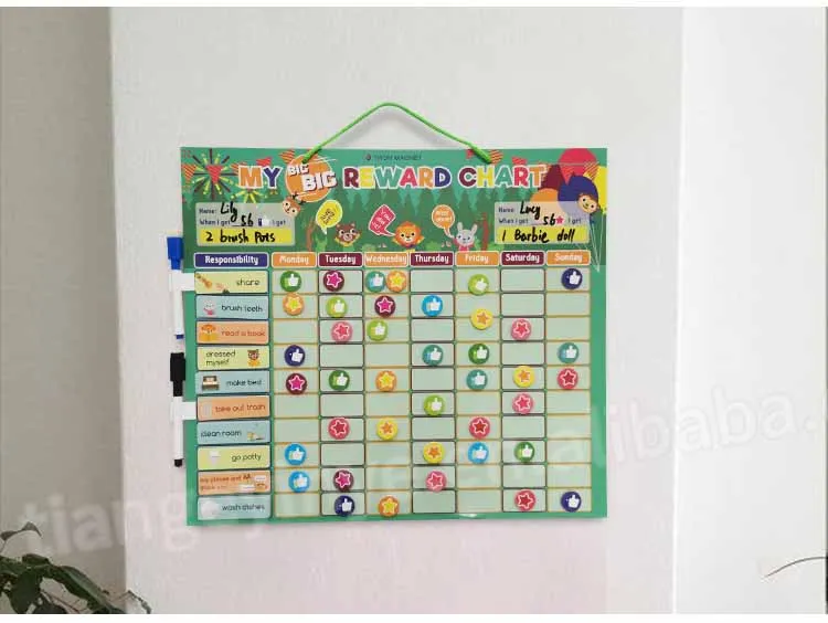 Custom Kids Responsability Behavior Magnetic Reward Chart