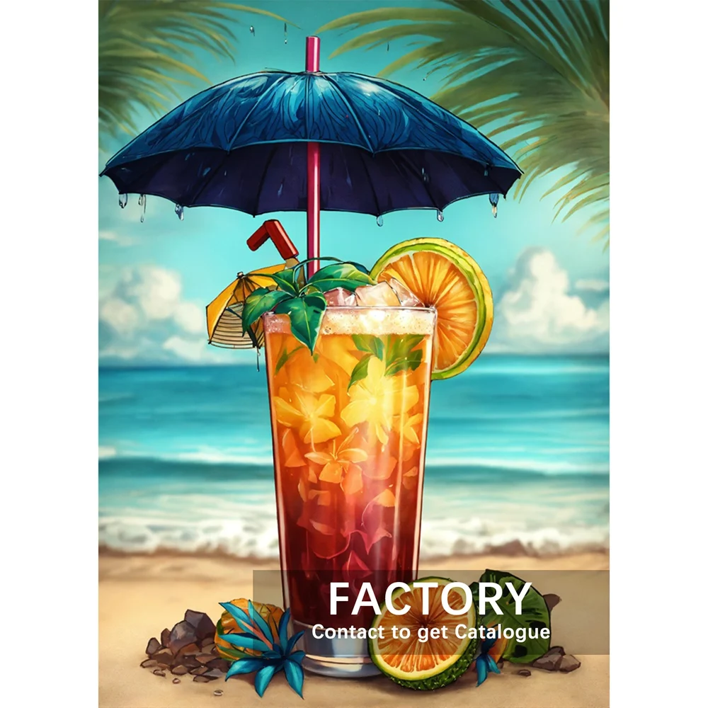 Colorful Summer Drink Diamond Painting 5D DIY Summer Vacation Wall Art Picture Cocktail Drink Pop Art Decor Home Decor