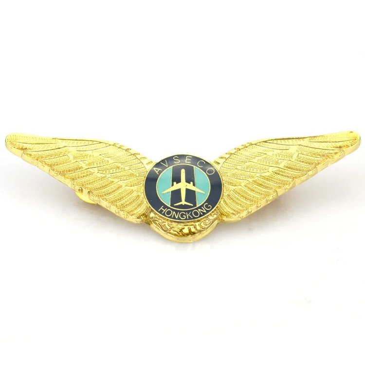 Factory direct sale metal angel wings brooch pin custom logo