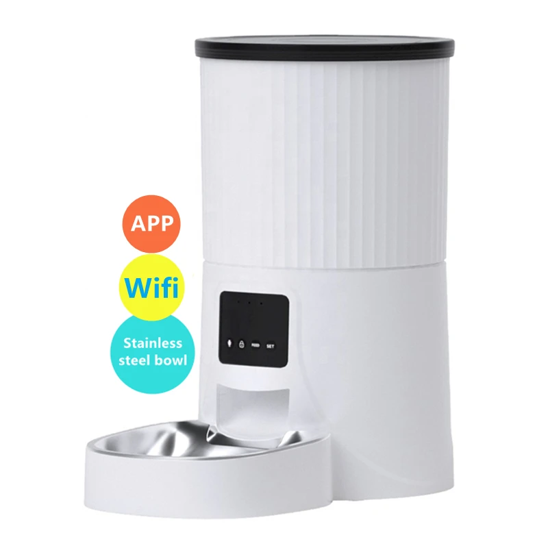 Умная автоматическая кормушка для собак и кошек, Двойной источник питания, чаша из нержавеющей стали с таймером, автоматическая кормушка с Wi-Fi, 4 л