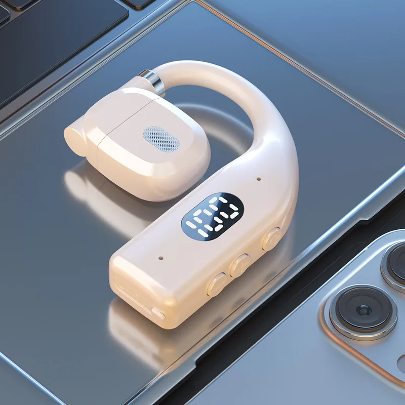 2024 Sport Headphone LED HD Display Ear Single Earphone Fast Charging Adjust Wireless Blue Tooth Bone Conduction Headset Gift