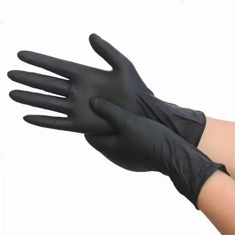 Cheap Waterproof Tattoo Powder Free Tattoo Beauty Salon Making Up Latex Free Black Pure Nitrile Gloves