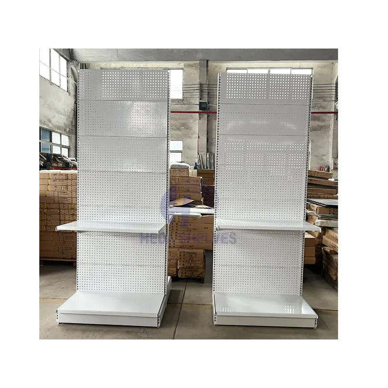 Customized Color Supermarket Metal Shelf Supermarket Racks Single Sided Gondola Display Rack Gondola Shelving