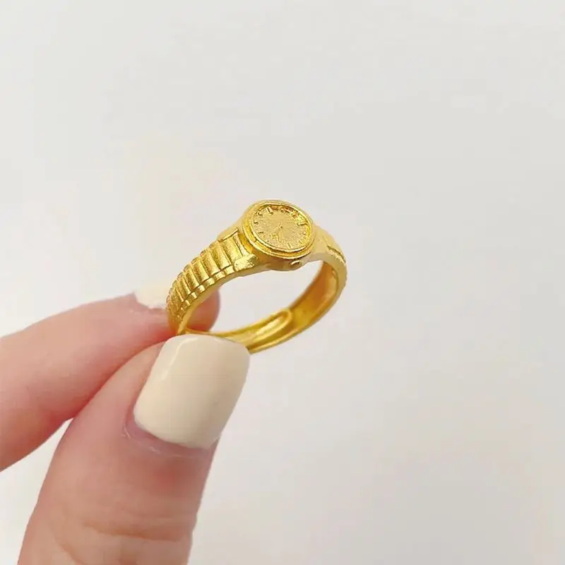 2023 Fashion Wholesale Women Accessories 925 Sterling Silver Ring Clock Watch Trendy Gold Watch Engagement Ring