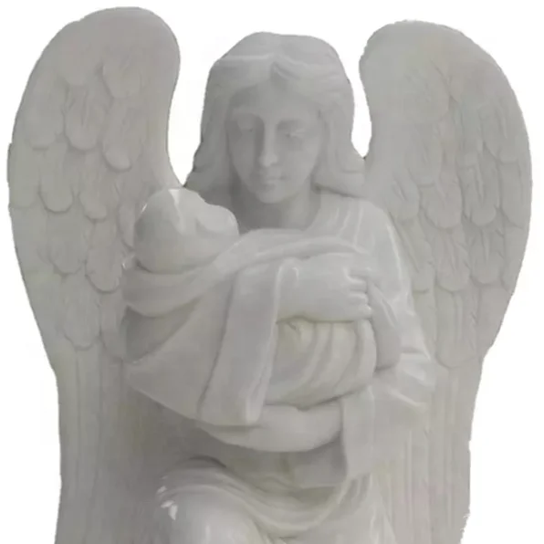 Белая мраморная садовая уличная декоративная каменная Художественная Скульптура Святая Дева с крыльями ручная репродукция статуи