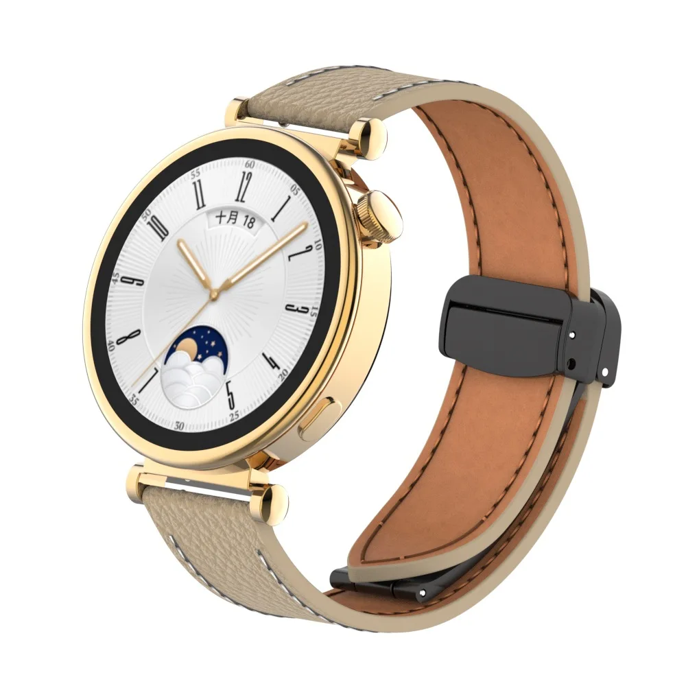 Pebbled Magnetic Leather Strap For Huawei Watch Gt 4 41mm Smart Watch Sport Watch Band Bracelet