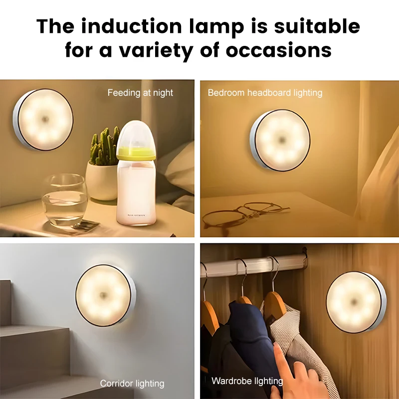 Customized Logo Led Mini Portable Motion Sensor Baby Night Light With Rechargeable Magnet Smart Home Lights For Indoors