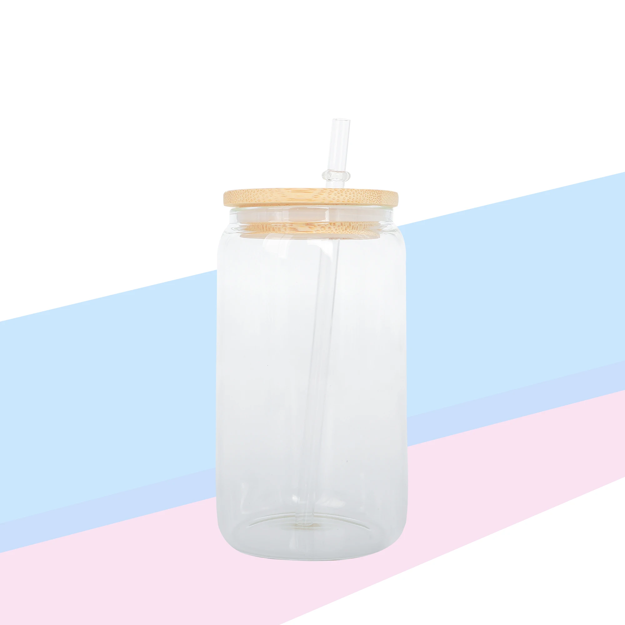 New Arrival US Warehouse 12oz 16oz 25oz Blank Sublimation Glass Can Beer Shaped Glass Soda Can With Bamboo Lid And Straw