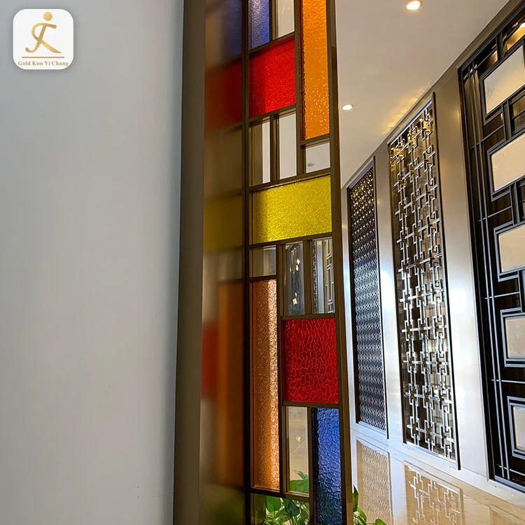 304 201 Stainless Steel Room Full Height Divider Screen Partition Color Patchwork Combination Thin Decorative Room Partition