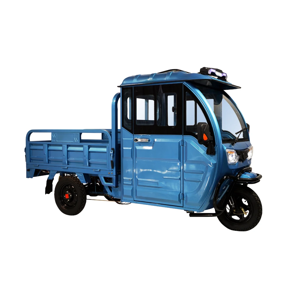 3000W Powerful Tempered Glass Semi-enclosed Cargo Trike Electric Tricycle for Sale