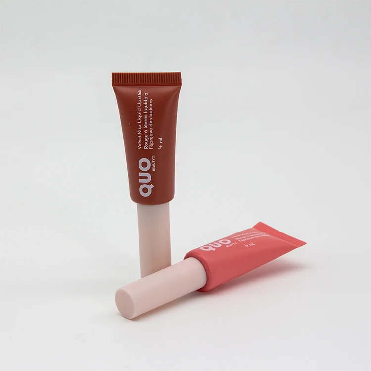 custom logo 15ml empty lip gloss container soft lipgloss cosmetic packaging squeeze tube with WAND
