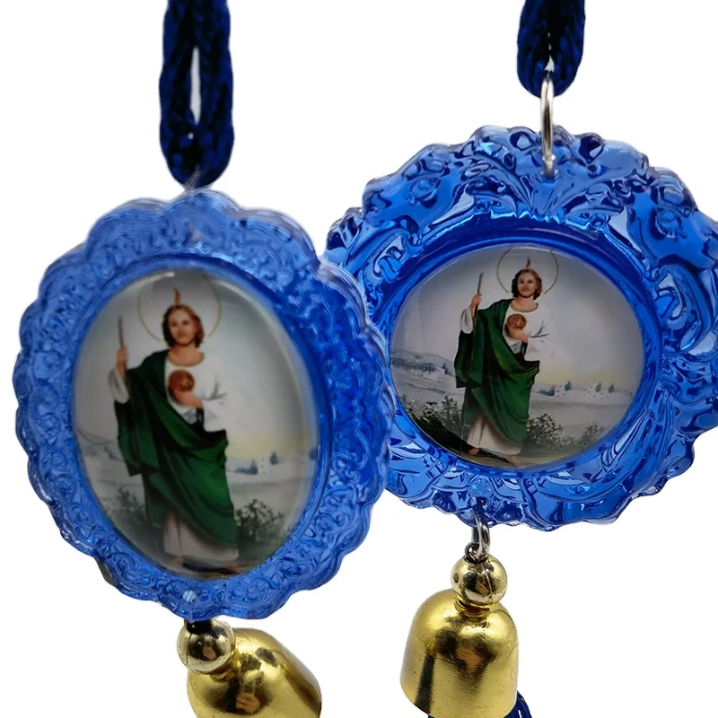 New custom picture car pendant decorative glass crystal pendant car interior car pendant Maria Jesus