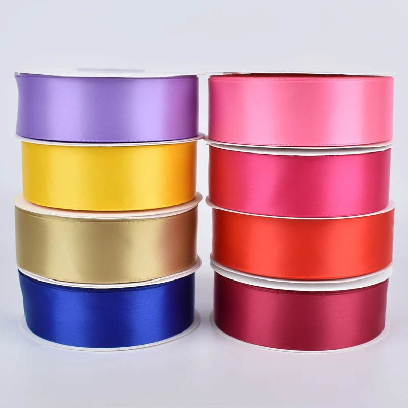 Wholesale 100% Polyester 1.5 inch Ribbons 100 Yards  Roll Double Face 1 1/2 Inch 38mm Satin Ribbon Roll For Rose flowers