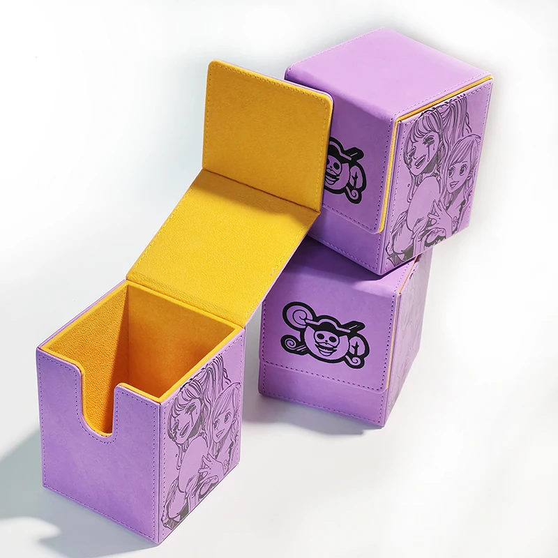 Card Storage Box 2 Commander Display Single Fits 100+ Sleeved Cards Leather Magnetic Card deck box