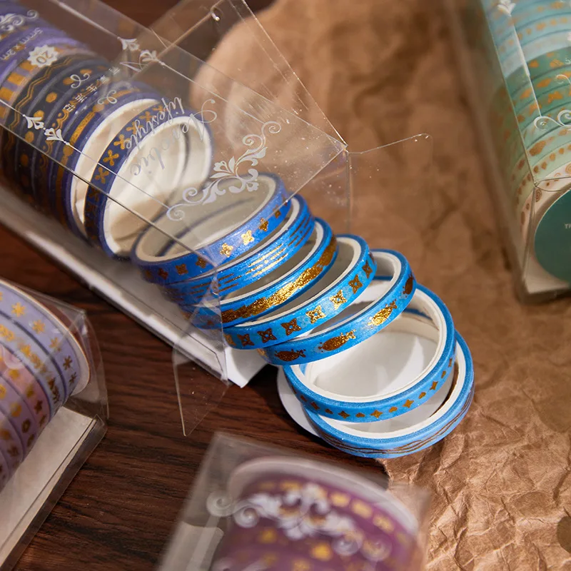 20pcs/set Bronzing Washi Tape Foil Gold Skinny Decorative Masking Washi Tape 5mm Wide DIY Masking Tape