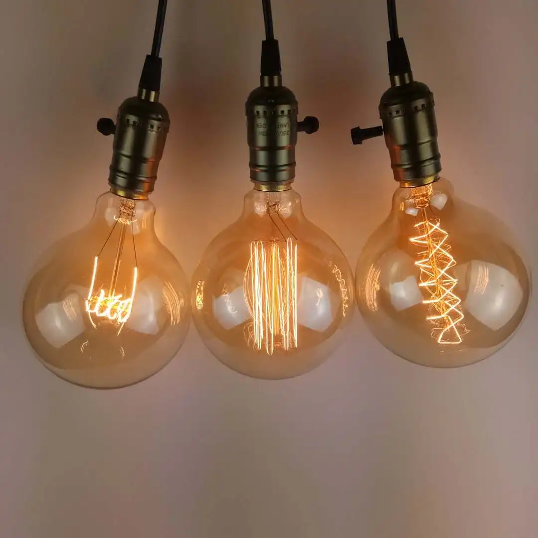 Wholesale E27 Vintage Globe edison bulb lamp 240V 60W Edison carbon filament Light Bulb g125