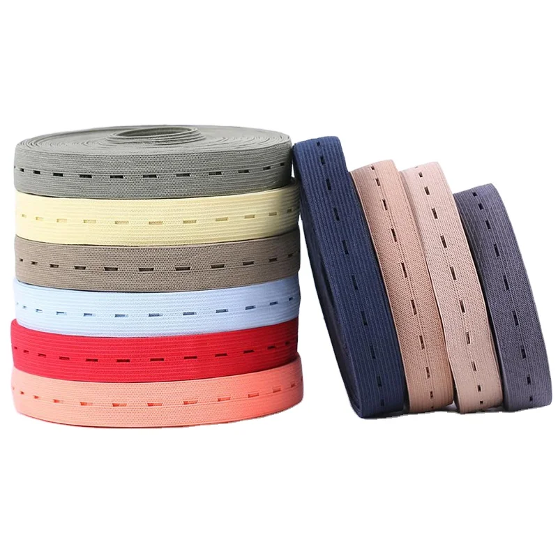 DIY Sewing Accessories 15mm 20mm 25mm Button Hole Elastic Band White Black Buttonhole Pants Waist Adjustable band
