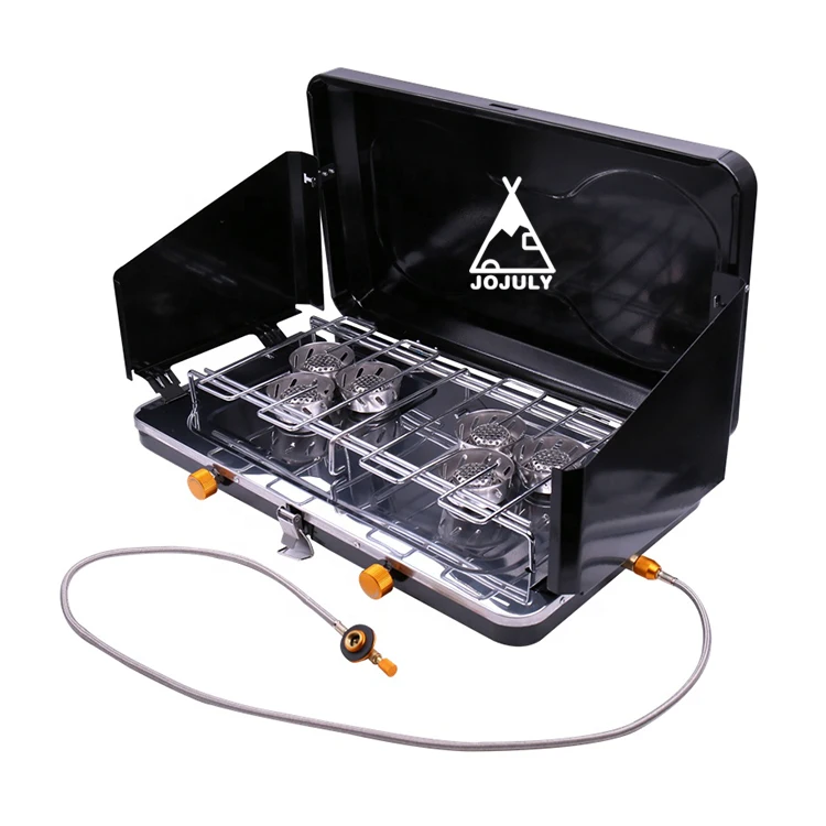 Мультиплеер Складная ветрозащитная высокомощная двойная плита наружная кухонная газовая плита для кемпинга