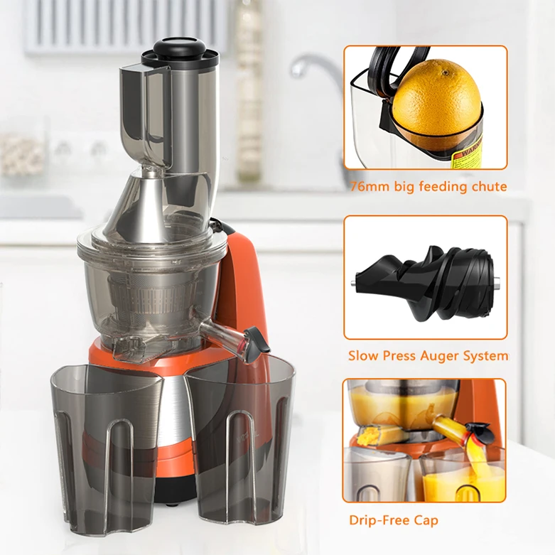 OEM Upgrade Version Stainless Steel Cold Press Slow Juicer Extractor Machine Kitchen Household Kitchen Mixer Direct from Factory