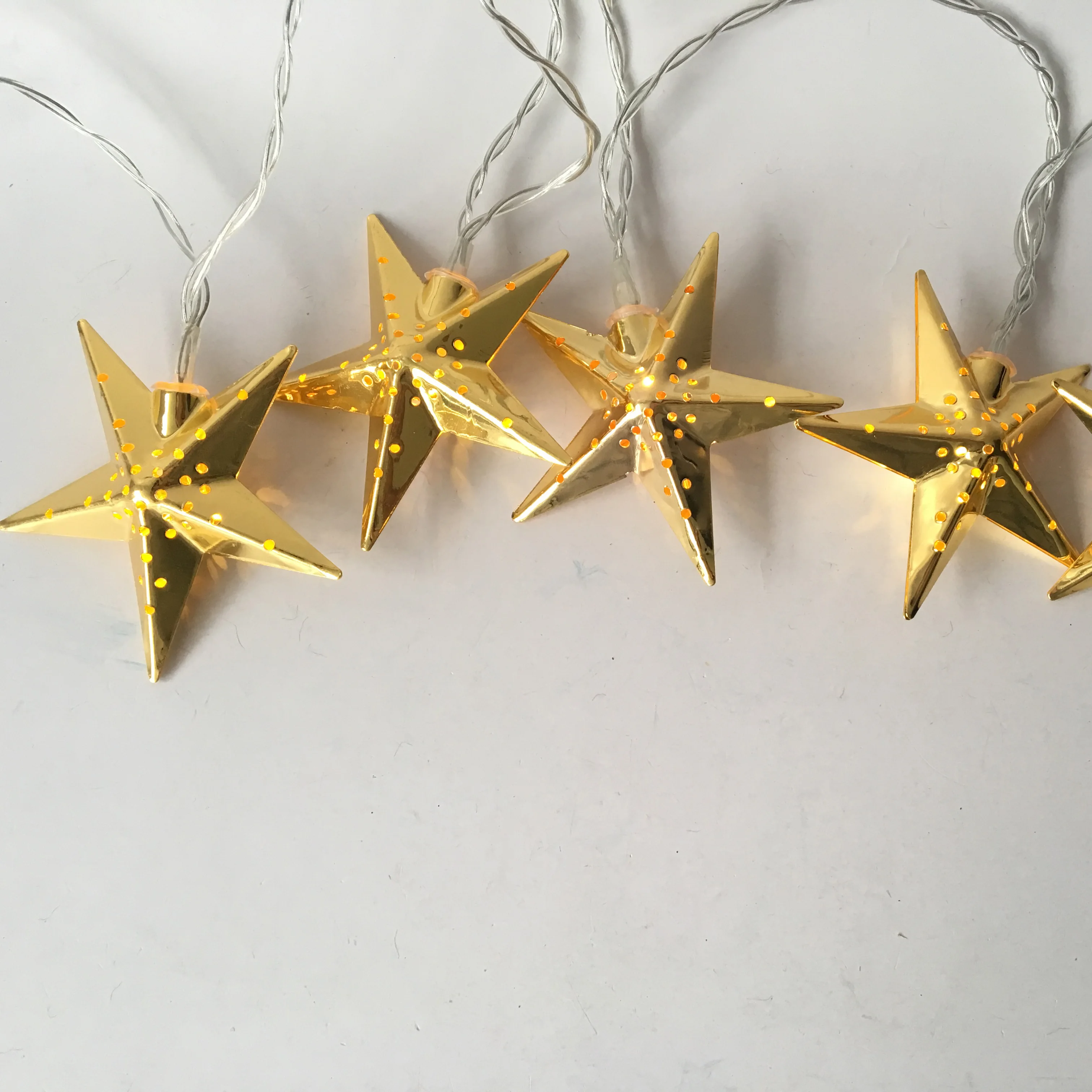 Battery Metal Star Shaped Fairy LED  Light String Garden Xmas Christmas Ramadan Wedding New Year Party Home Decoration Lights