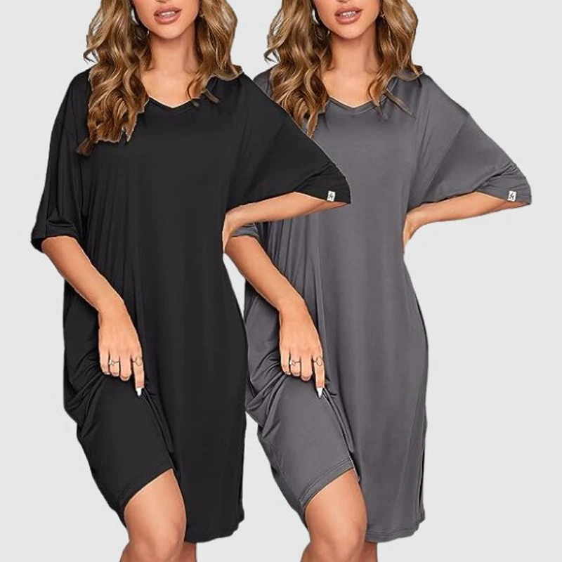 2024 Bamboo Summer Products Womens Summer Night Dresses For Woman Girls Nightgown