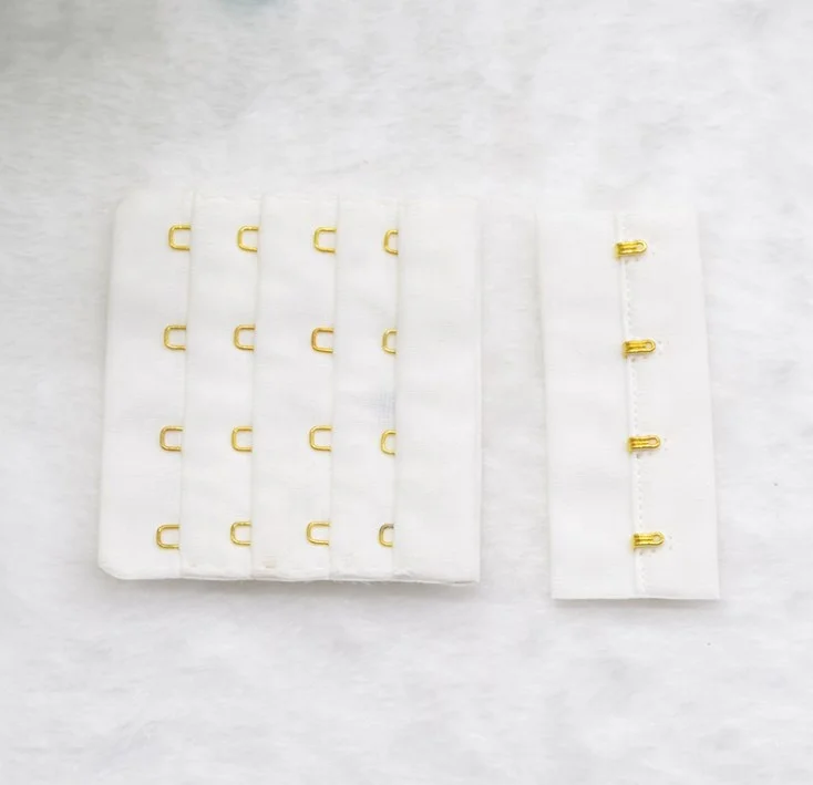 Customize colorful Hook and Eye Tape Bra underwear accessories 4 rows 4 hooks White Strap extender