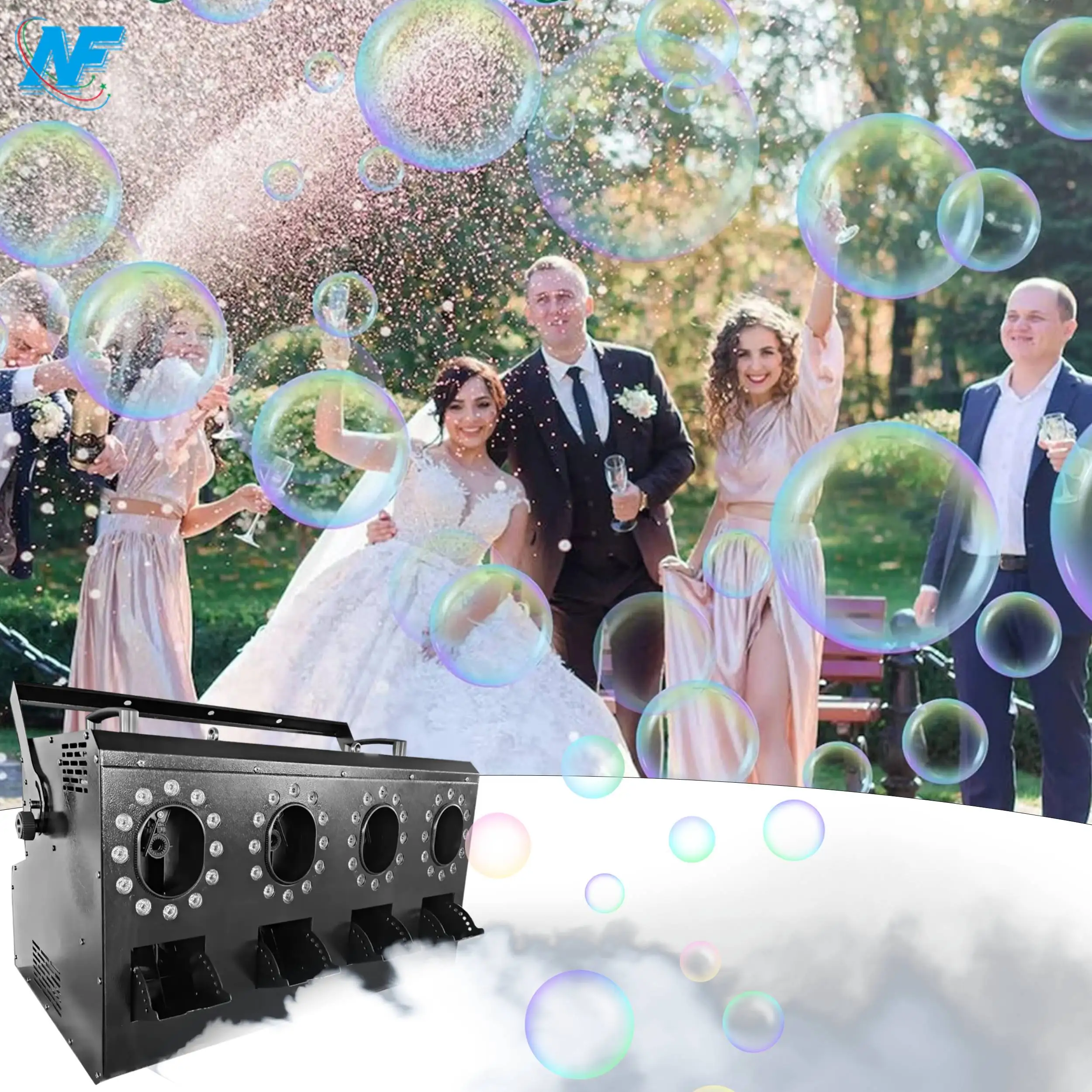 New led fog bubble 1500w machine RGBW stage dedicated performance wedding celebration props bar large bubble blowing machine