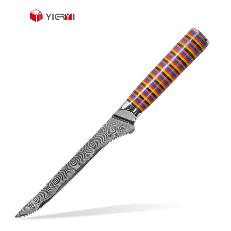Rainbow G10 Handle 6-Inch 67-Layers VG10 Damascus Steel Professional Chef & Butcher Fishing Fillet Knife Metal Construction