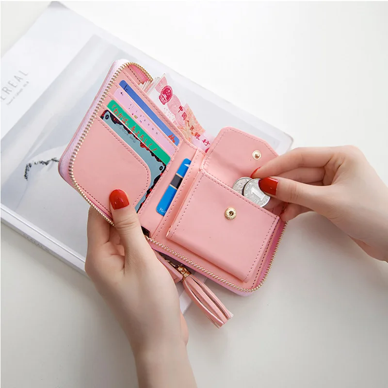 Wholesale Ladies Travel Purse Fashion Girls Wrist PU Zipper Mini Small Leather Women Wallets