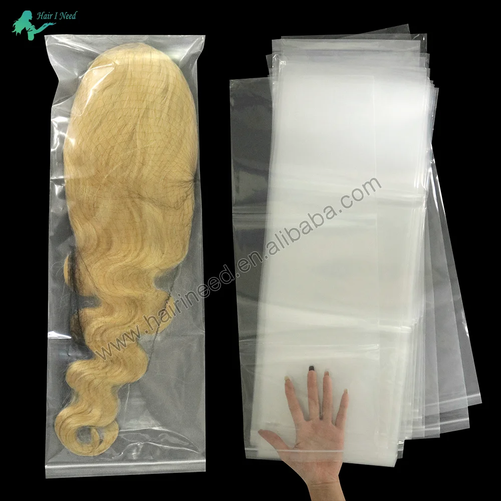 Plastic Bag Transparent PE Clear Poly Bags for hair Weave Wpp Self Adhesive Tape Seal