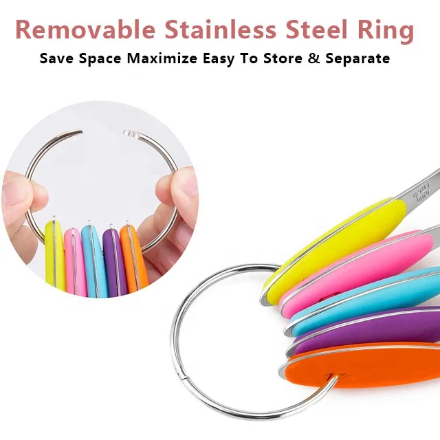 Kitchen Accessories 304/430 Stainless Steel Measuring Cups and Spoons 10 Pcs Set With Silicone Handle Measuring Cups and Spoons