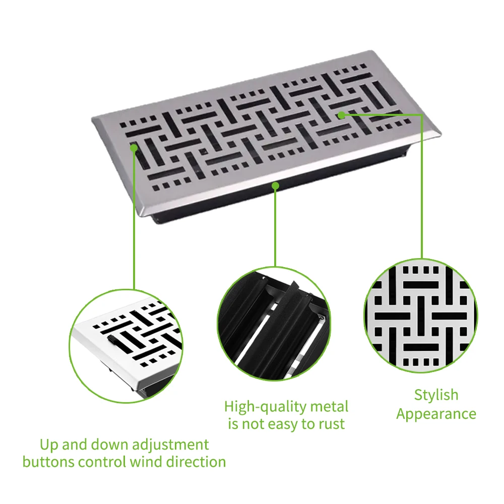 Lakeso Hvac Victorian 4*12 Floor Register Vent Metal Wall Cover Vents Metal Floor Register