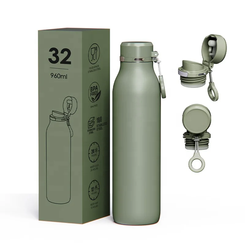 New Arrival 32oz Stainless Steel Double Wall Insulated Vacuum Flask Sports Water Bottle with AUTOPOP Lid