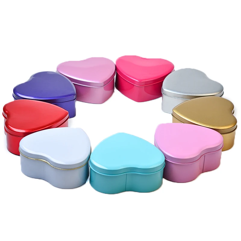 Custom Printed Sweet Gift Packing Heart Candy Tea Tin Boxes Metal Can Plate Tin Box