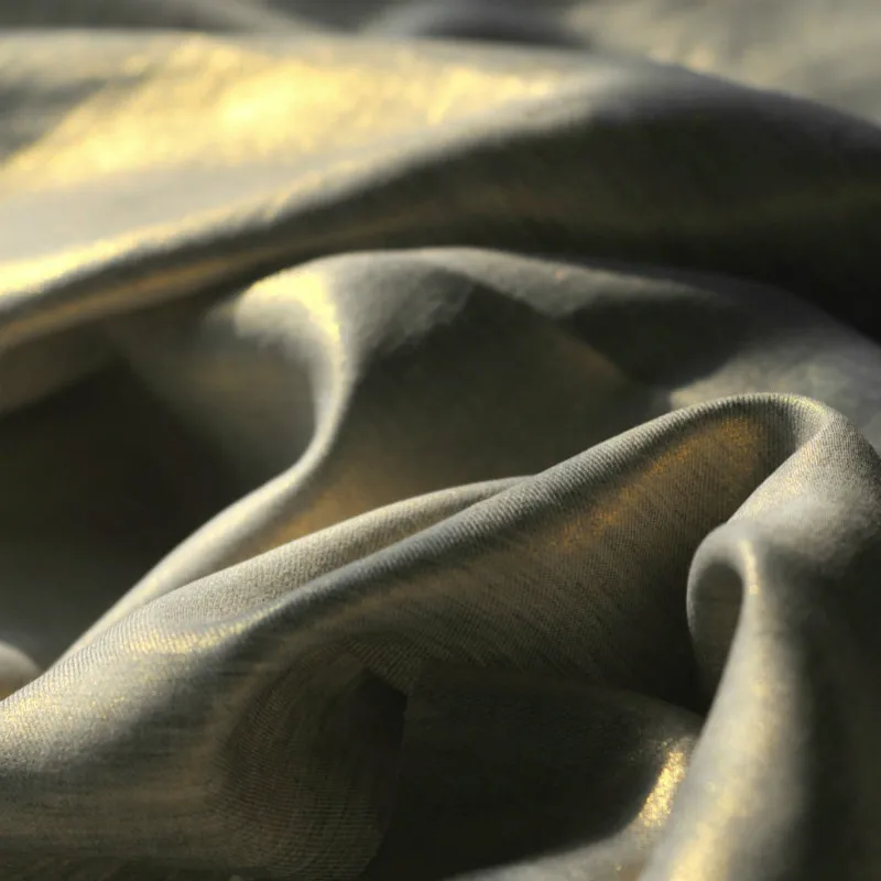 
Silver 100% Pure Linen Fabric Bronzing Thick Outerwear Fabric Gold for Dress Suit 