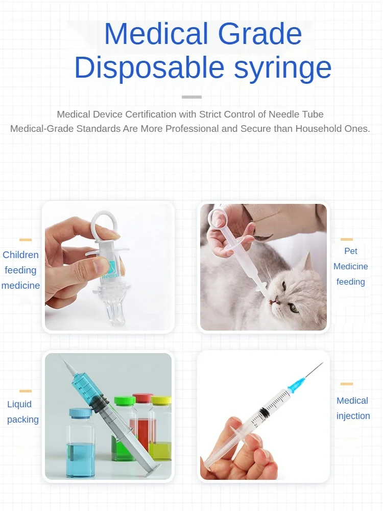 In Stock 1 Ml Hospital Filler Feeding Disposable Needle Injection Syringe