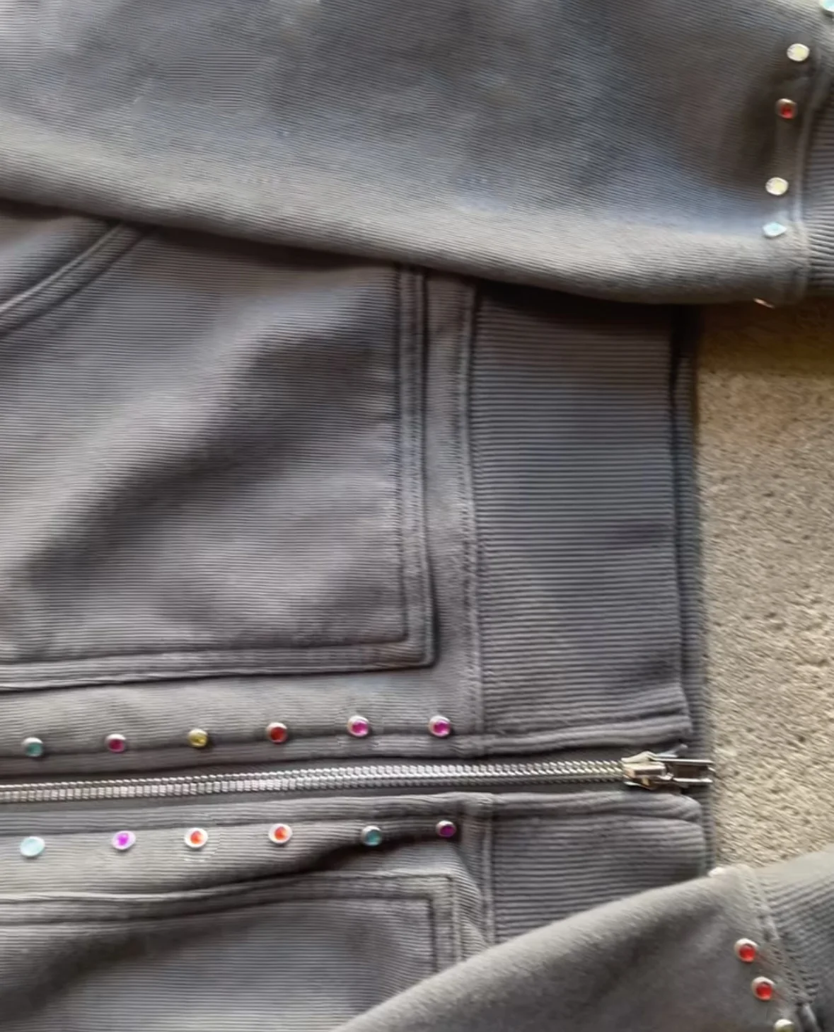 High quality 100% cotton black acid washed Rhinestone Zip Up hoodie High Street Wear Washing old sweater vintage hoodie