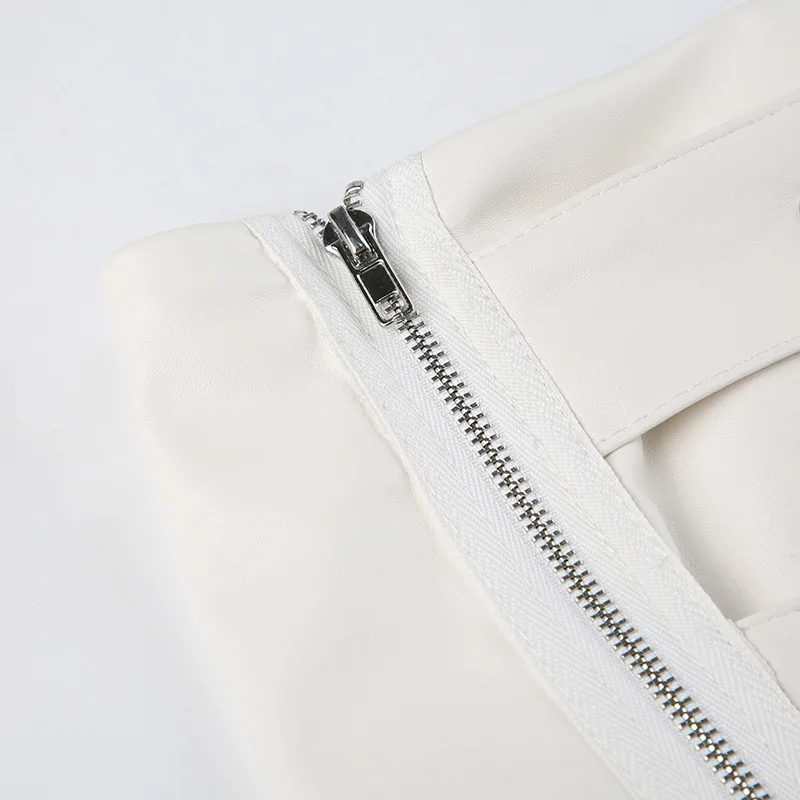 New fashion mini mini white skirt mini skirts women sexy pu high waist leather skirt