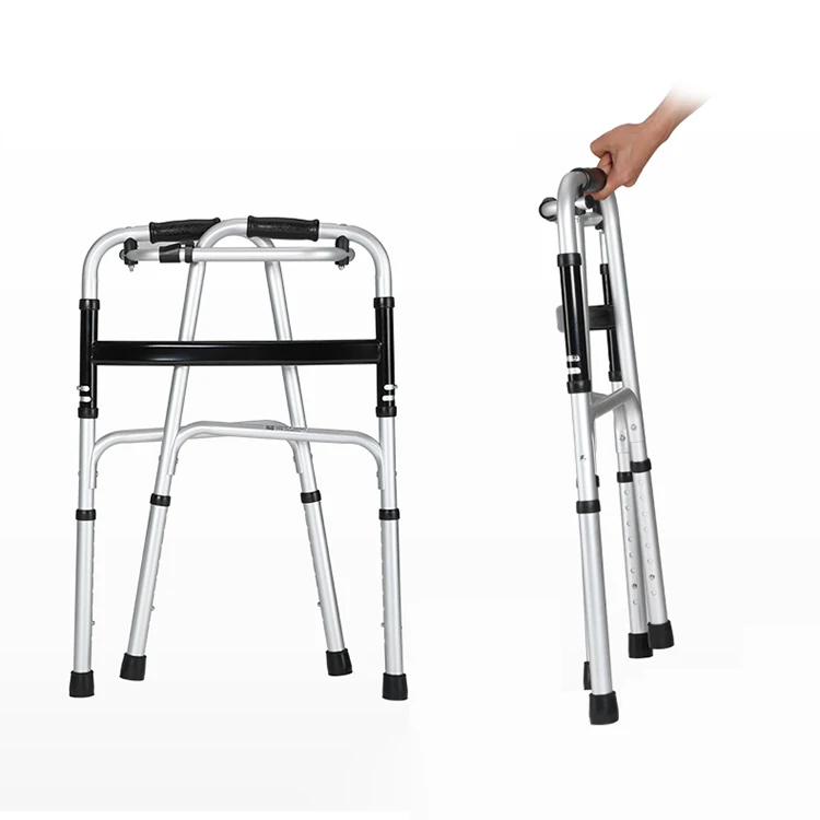 Adult Walking Aids 2 Wheels Folding Rehabilitation Walker Rollator With Seat Health Care Supplies Standing Frame Walker