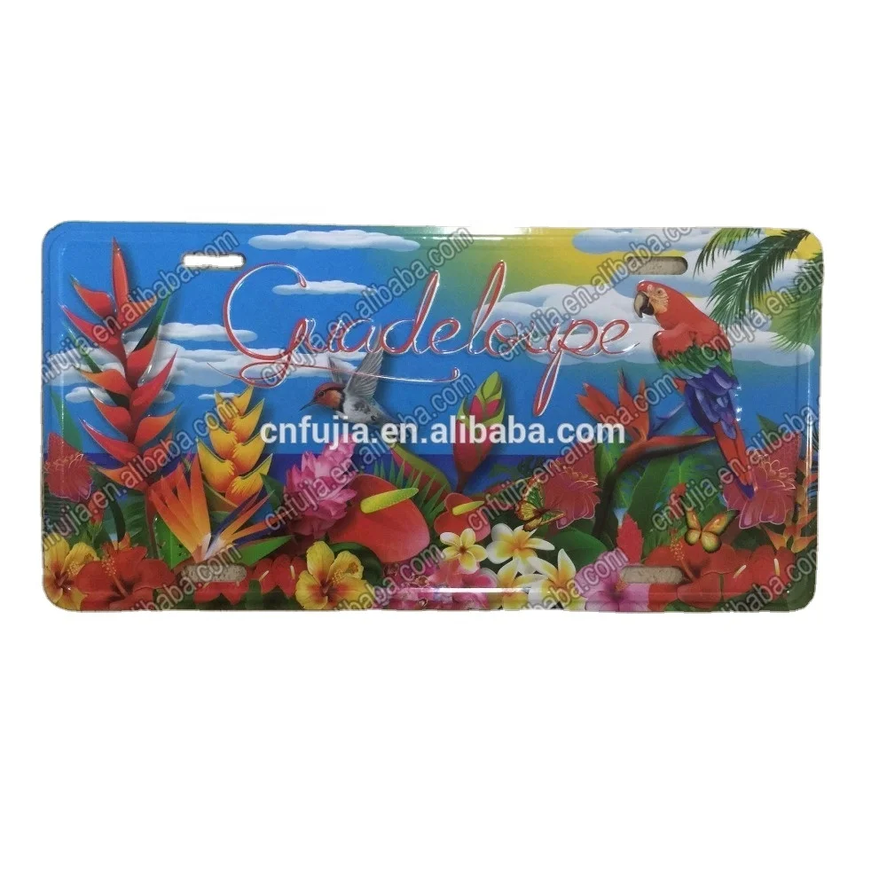 Декор из Гваделупы, металлический алюминиевый тисненый номерной знак, металлический номерной знак