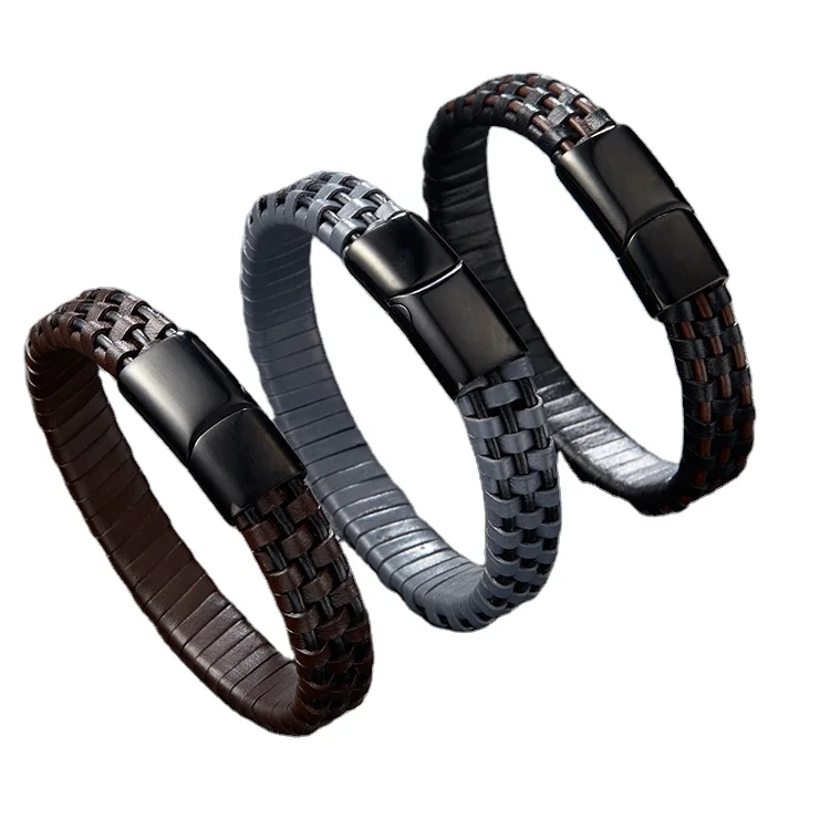 Wholesale From China braided men bracelets leather