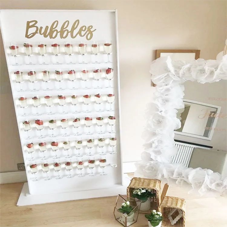 Clear Floor circle Perspex Champagne Wall Mount Clear Acrylic prosecco Wine Glass Cups Display Stand Rack Wall for Wedding