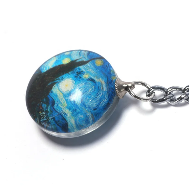 
Premium Qil Painting Picture Printing Double-sided Crystal Glass Borderless Keychains 